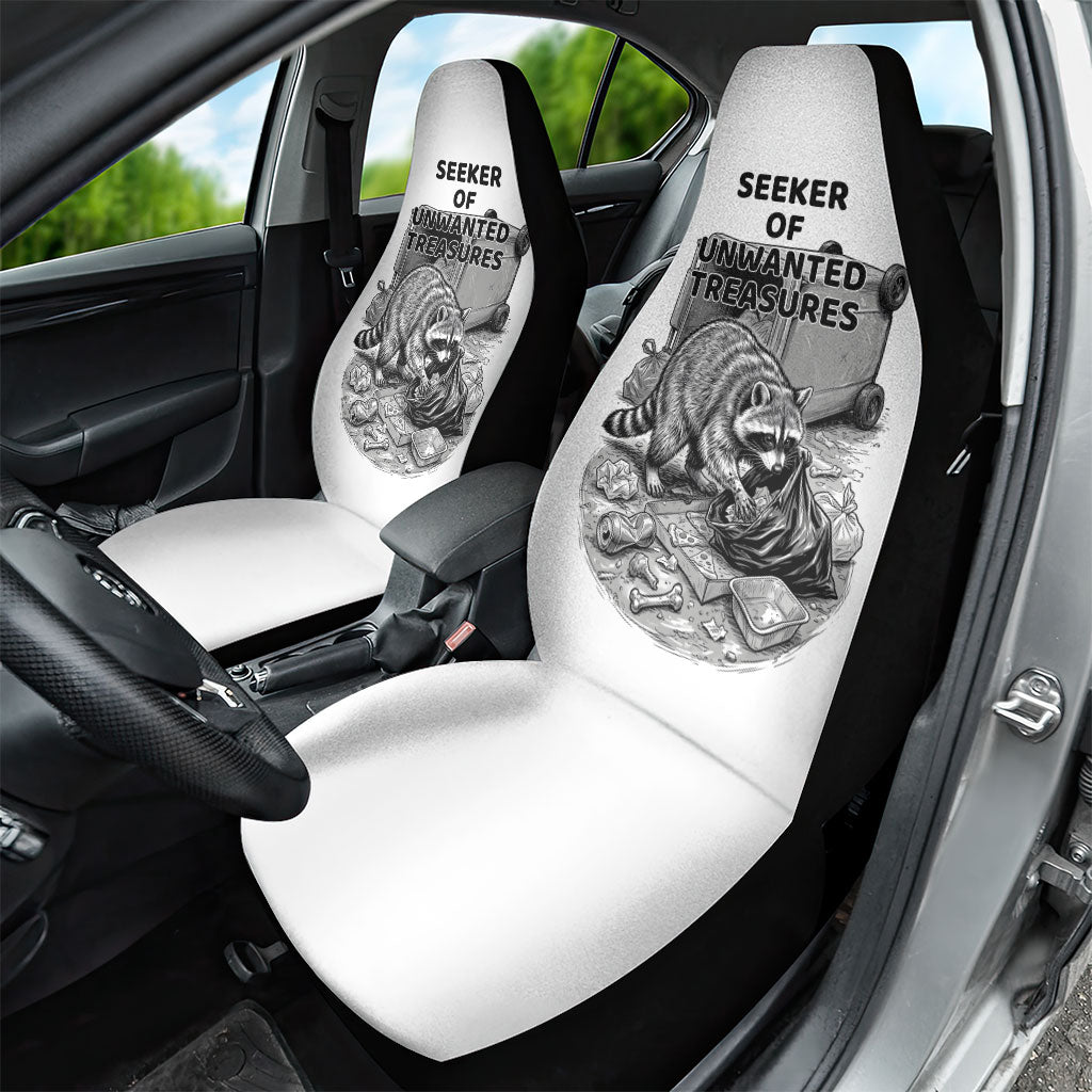 Raccoon I Am Not A Raccoon I Am A Trash Panda Car Seat Cover Funny Animal Meme Grayscale Sketch Illustration