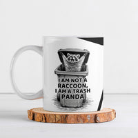 Raccoon I Am Not A Raccoon I Am A Trash Panda Ceramic Mug Funny Animal Meme Grayscale Sketch Illustration