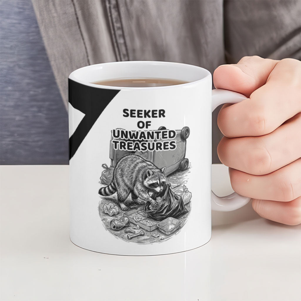 Raccoon I Am Not A Raccoon I Am A Trash Panda Ceramic Mug Funny Animal Meme Grayscale Sketch Illustration