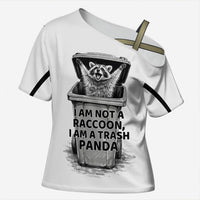 Raccoon I Am Not A Raccoon I Am A Trash Panda Cross Shoulder Shirt Funny Animal Meme Grayscale Sketch Illustration