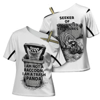 Raccoon I Am Not A Raccoon I Am A Trash Panda Cross Shoulder Shirt Funny Animal Meme Grayscale Sketch Illustration