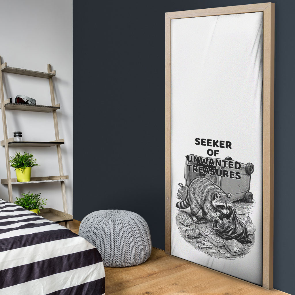 Raccoon I Am Not A Raccoon I Am A Trash Panda Door Cover Funny Animal Meme Grayscale Sketch Illustration