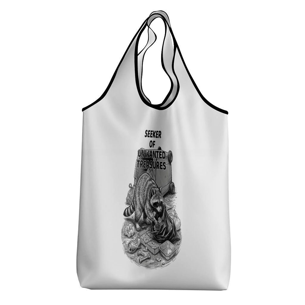 Raccoon I Am Not A Raccoon I Am A Trash Panda Grocery Bag Funny Animal Meme Grayscale Sketch Illustration