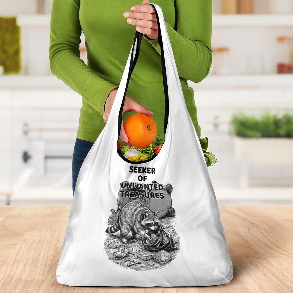 Raccoon I Am Not A Raccoon I Am A Trash Panda Grocery Bag Funny Animal Meme Grayscale Sketch Illustration