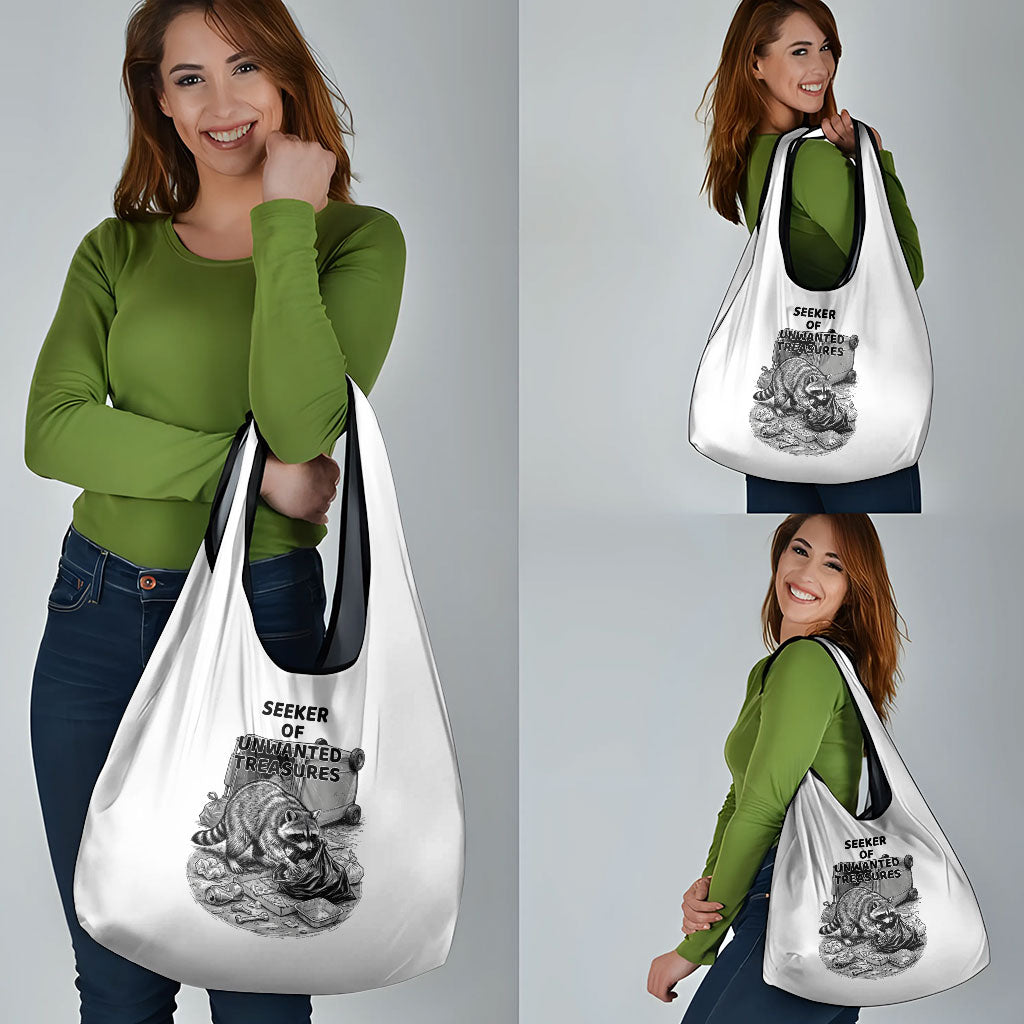Raccoon I Am Not A Raccoon I Am A Trash Panda Grocery Bag Funny Animal Meme Grayscale Sketch Illustration