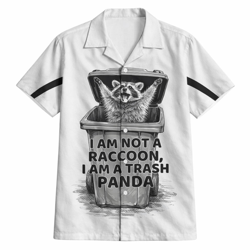 Raccoon I Am Not A Raccoon I Am A Trash Panda Hawaiian Shirt Funny Animal Meme Grayscale Sketch Illustration