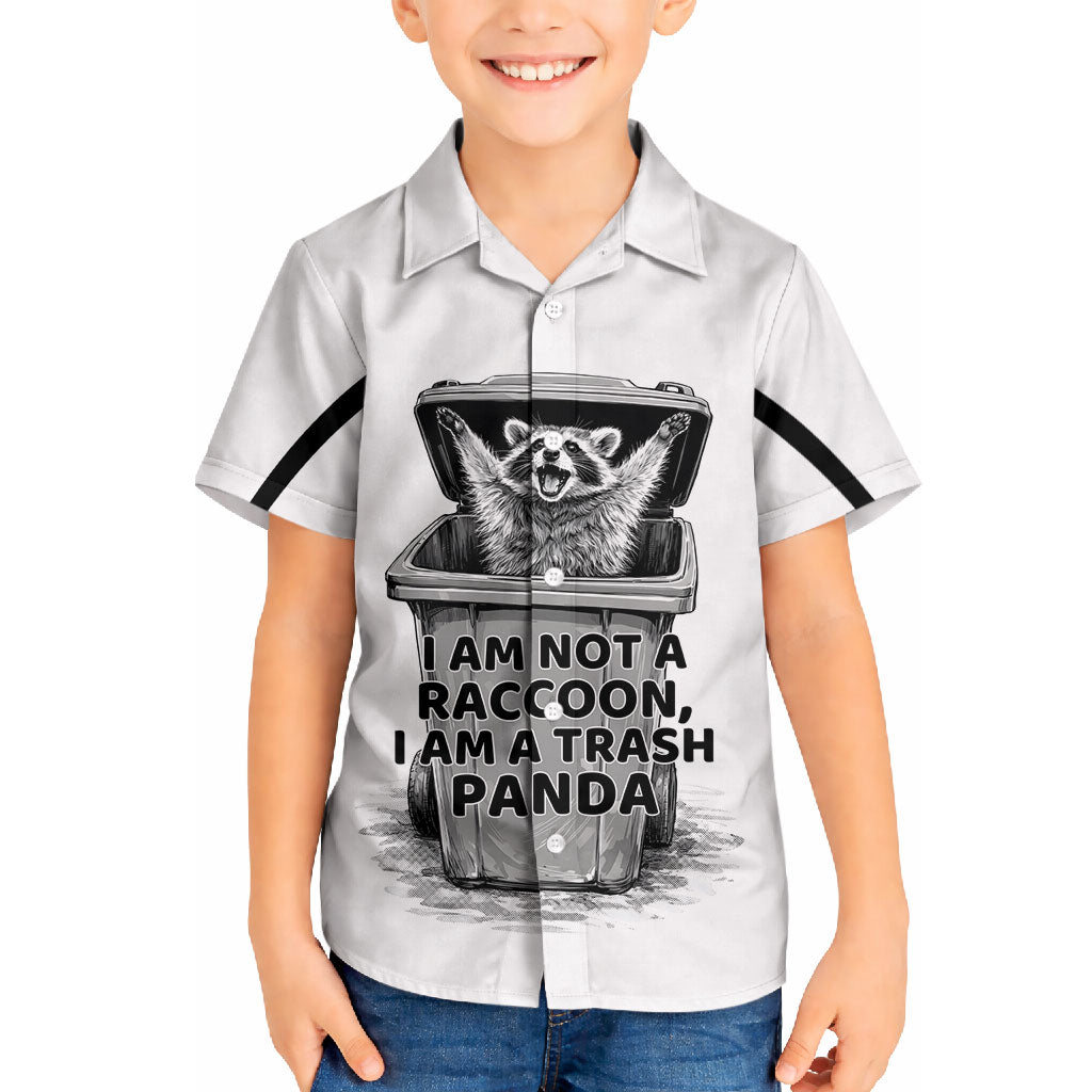 Raccoon I Am Not A Raccoon I Am A Trash Panda Hawaiian Shirt Funny Animal Meme Grayscale Sketch Illustration