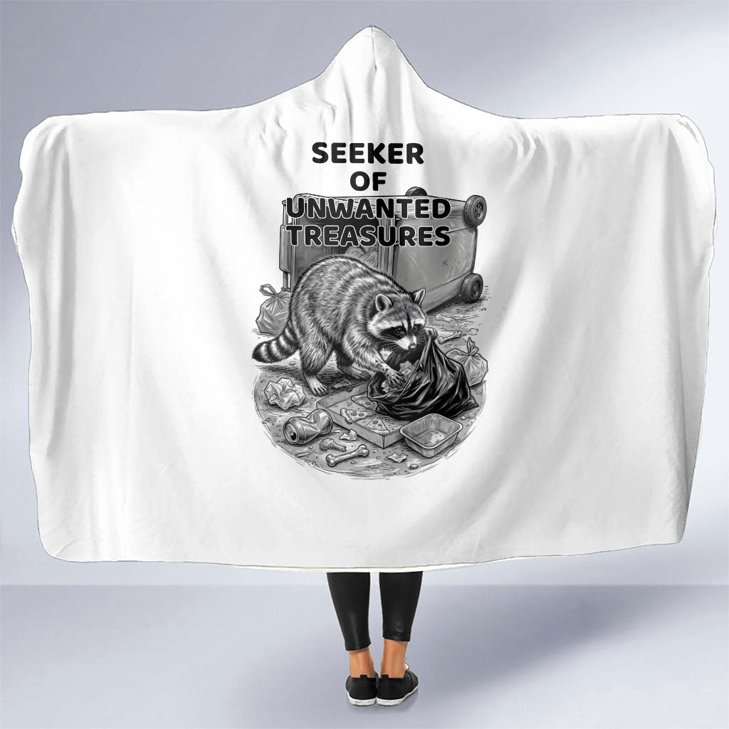 Raccoon I Am Not A Raccoon I Am A Trash Panda Hooded Blanket Funny Animal Meme Grayscale Sketch Illustration