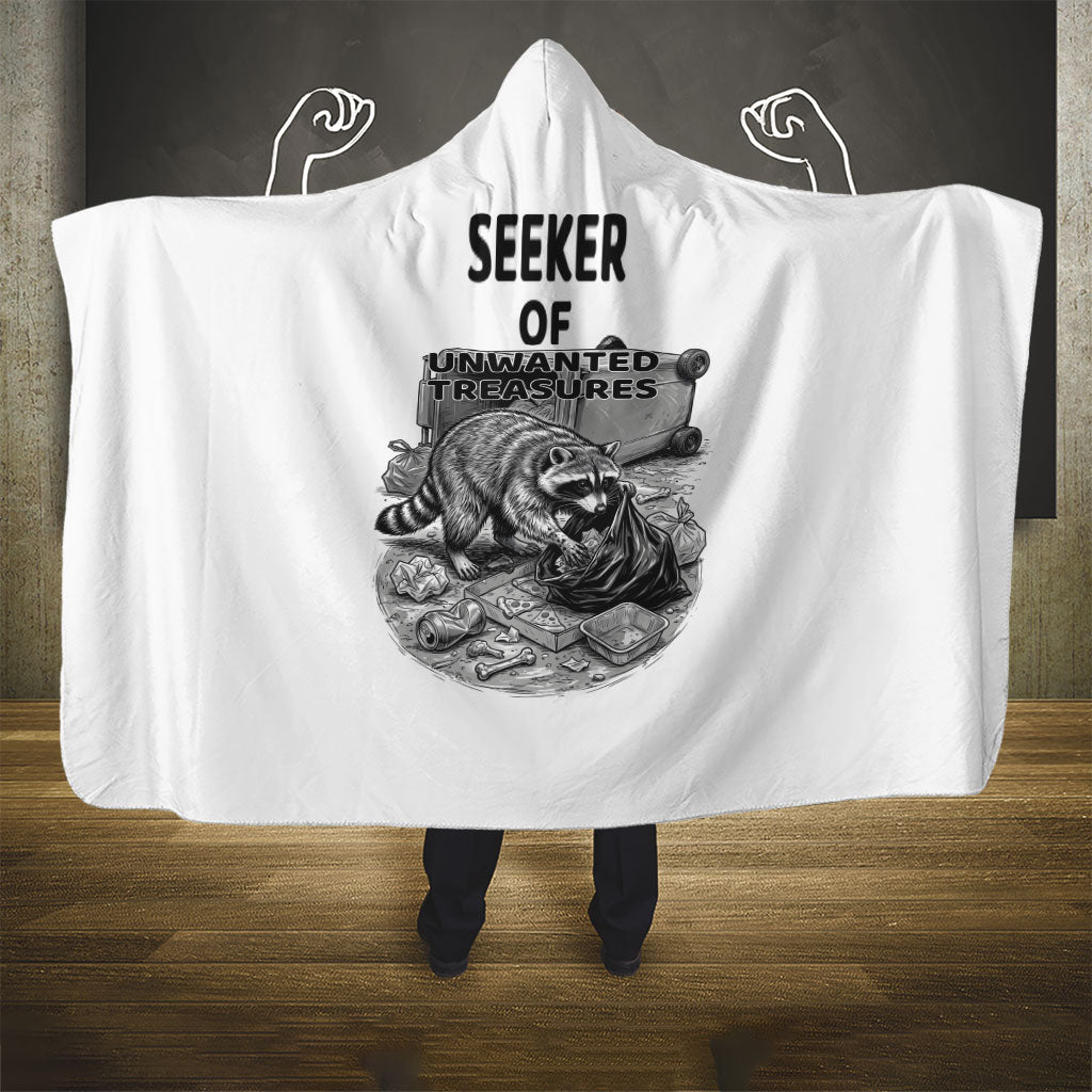 Raccoon I Am Not A Raccoon I Am A Trash Panda Hooded Blanket Funny Animal Meme Grayscale Sketch Illustration