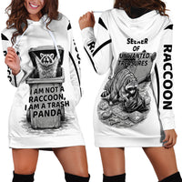 Raccoon I Am Not A Raccoon I Am A Trash Panda Hoodie Dress Funny Animal Meme Grayscale Sketch Illustration