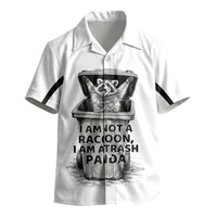 Raccoon I Am Not A Raccoon I Am A Trash Panda Kid Hawaiian Shirt Funny Animal Meme Grayscale Sketch Illustration