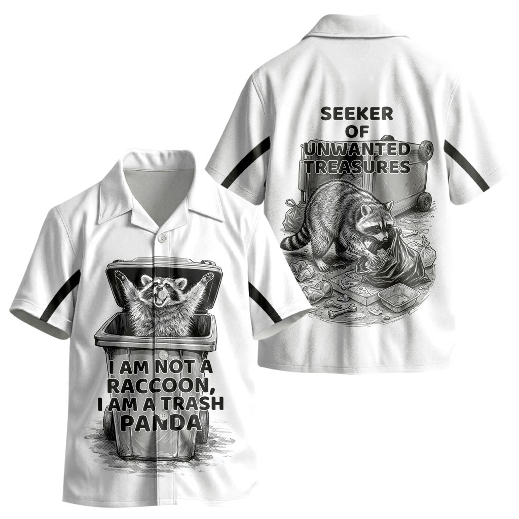 Raccoon I Am Not A Raccoon I Am A Trash Panda Kid Hawaiian Shirt Funny Animal Meme Grayscale Sketch Illustration