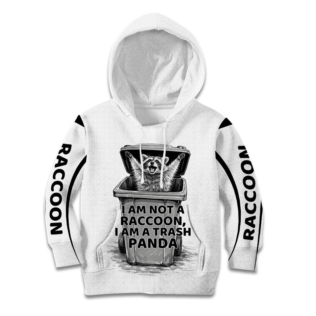 Raccoon I Am Not A Raccoon I Am A Trash Panda Kid Hoodie Funny Animal Meme Grayscale Sketch Illustration