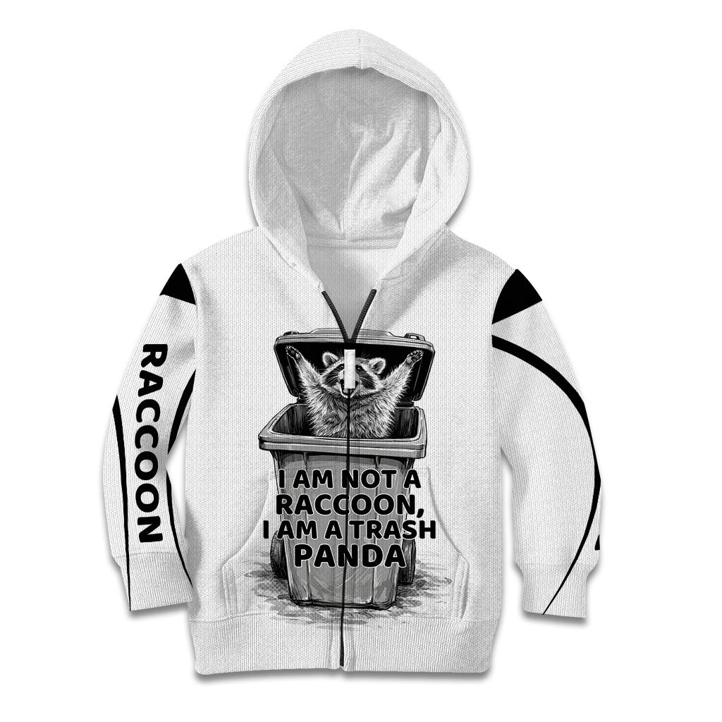 Raccoon I Am Not A Raccoon I Am A Trash Panda Kid Hoodie Funny Animal Meme Grayscale Sketch Illustration