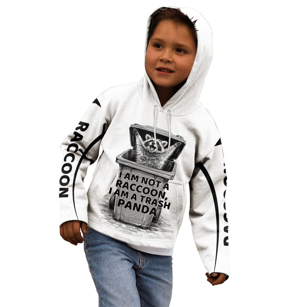 Raccoon I Am Not A Raccoon I Am A Trash Panda Kid Hoodie Funny Animal Meme Grayscale Sketch Illustration