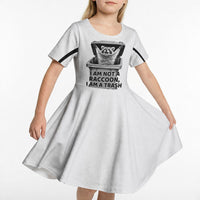 Raccoon I Am Not A Raccoon I Am A Trash Panda Kid Short Sleeve Dress Funny Animal Meme Grayscale Sketch Illustration