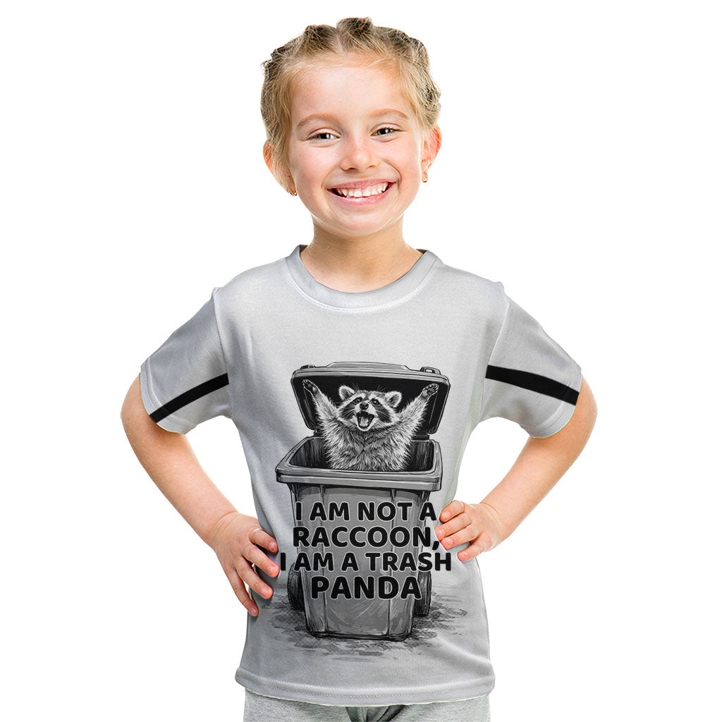 Raccoon I Am Not A Raccoon I Am A Trash Panda Kid T Shirt Funny Animal Meme Grayscale Sketch Illustration