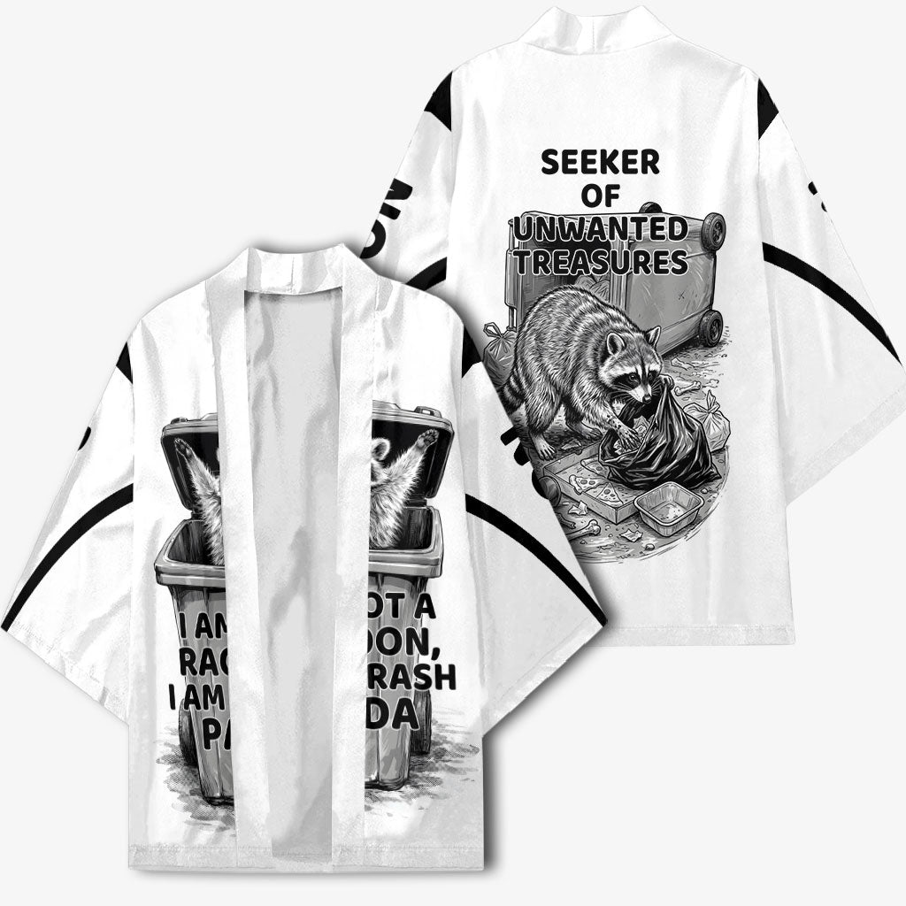 Raccoon I Am Not A Raccoon I Am A Trash Panda Kimono Funny Animal Meme Grayscale Sketch Illustration