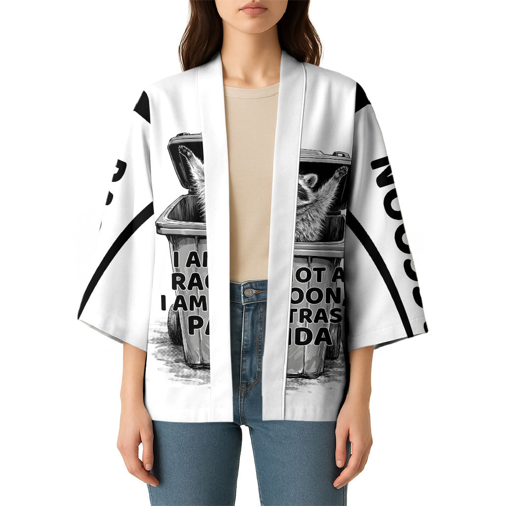 Raccoon I Am Not A Raccoon I Am A Trash Panda Kimono Funny Animal Meme Grayscale Sketch Illustration