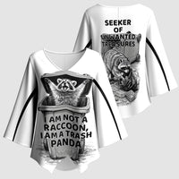 Raccoon I Am Not A Raccoon I Am A Trash Panda Kimono Sleeve Blouse Funny Animal Meme Grayscale Sketch Illustration