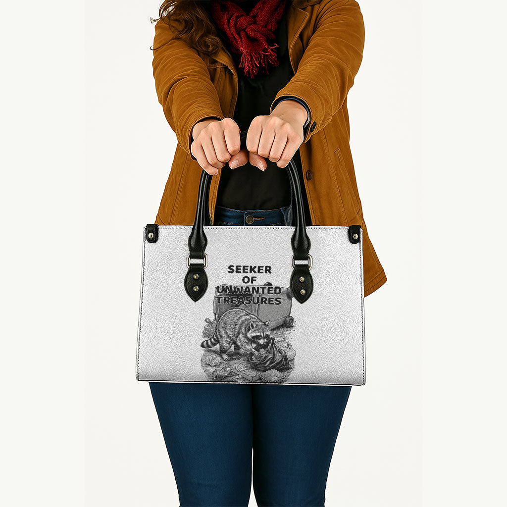 Raccoon I Am Not A Raccoon I Am A Trash Panda Leather Bag Funny Animal Meme Grayscale Sketch Illustration