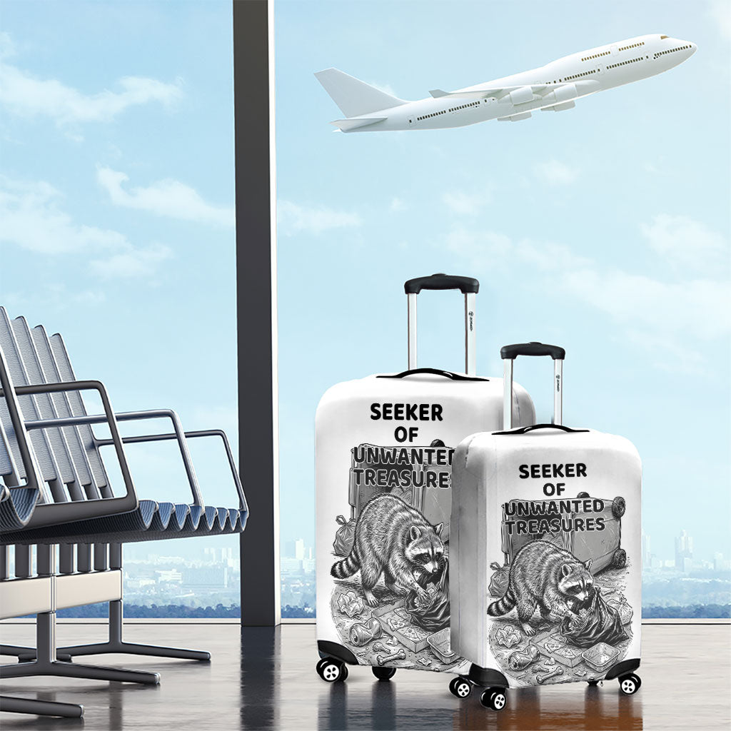 Raccoon I Am Not A Raccoon I Am A Trash Panda Luggage Cover Funny Animal Meme Grayscale Sketch Illustration