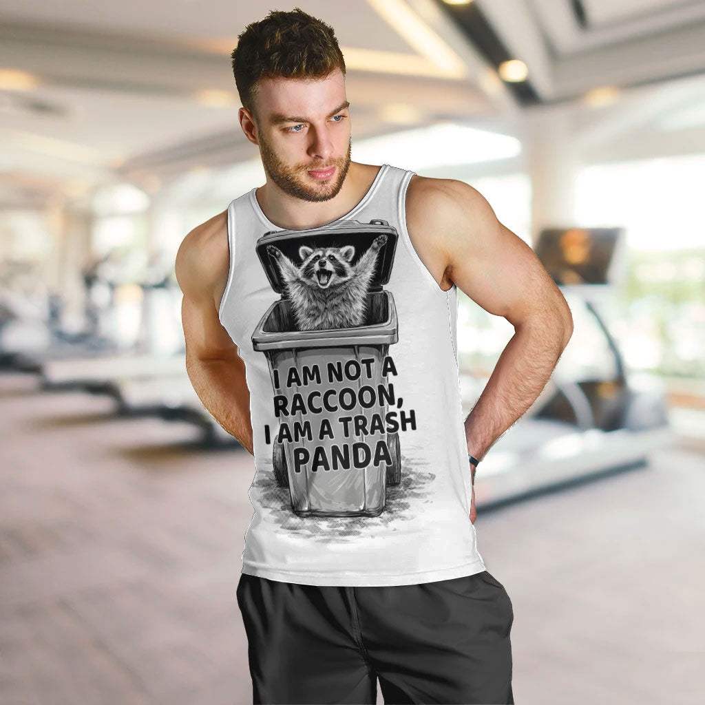 Raccoon I Am Not A Raccoon I Am A Trash Panda Men Tank Top Funny Animal Meme Grayscale Sketch Illustration