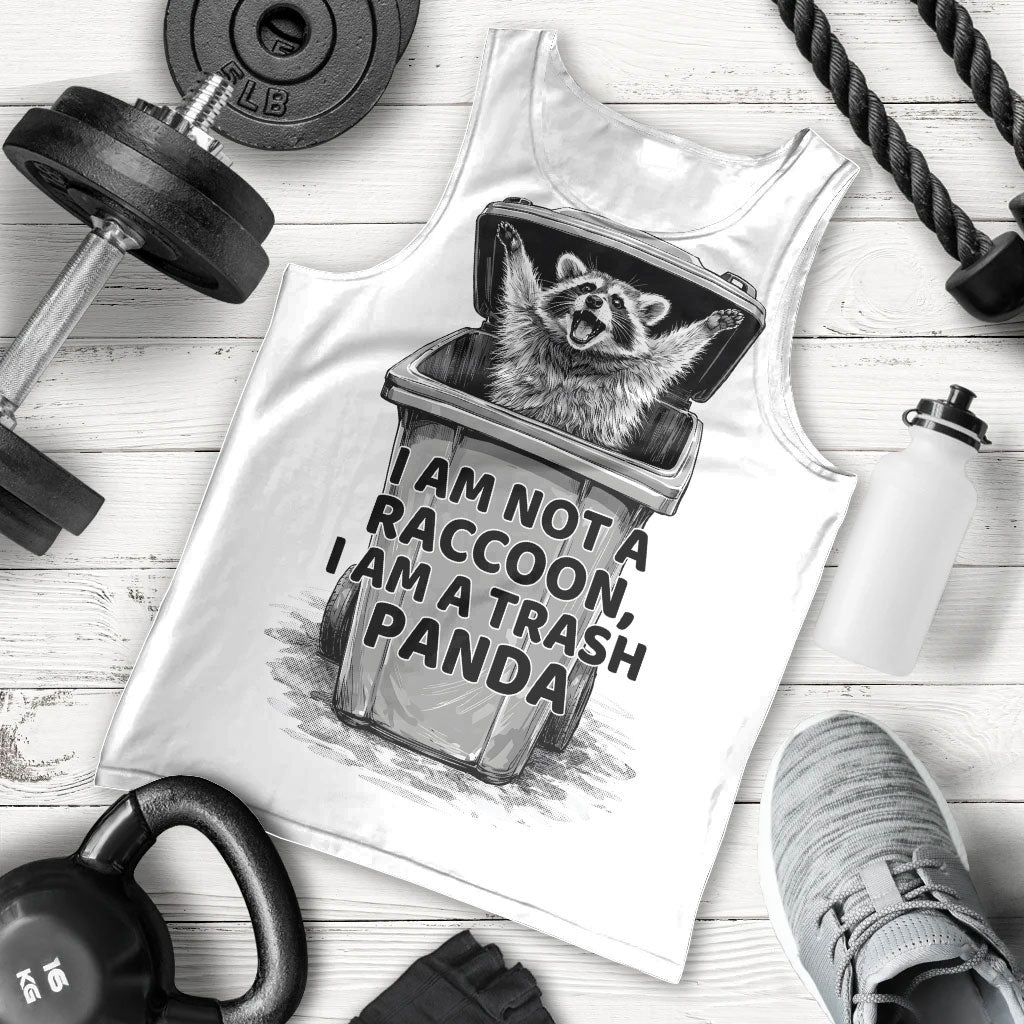 Raccoon I Am Not A Raccoon I Am A Trash Panda Men Tank Top Funny Animal Meme Grayscale Sketch Illustration