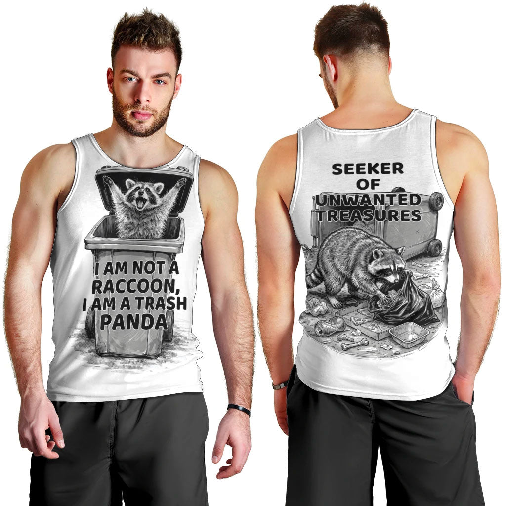 Raccoon I Am Not A Raccoon I Am A Trash Panda Men Tank Top Funny Animal Meme Grayscale Sketch Illustration