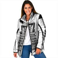 Raccoon I Am Not A Raccoon I Am A Trash Panda Padded Jacket Funny Animal Meme Grayscale Sketch Illustration