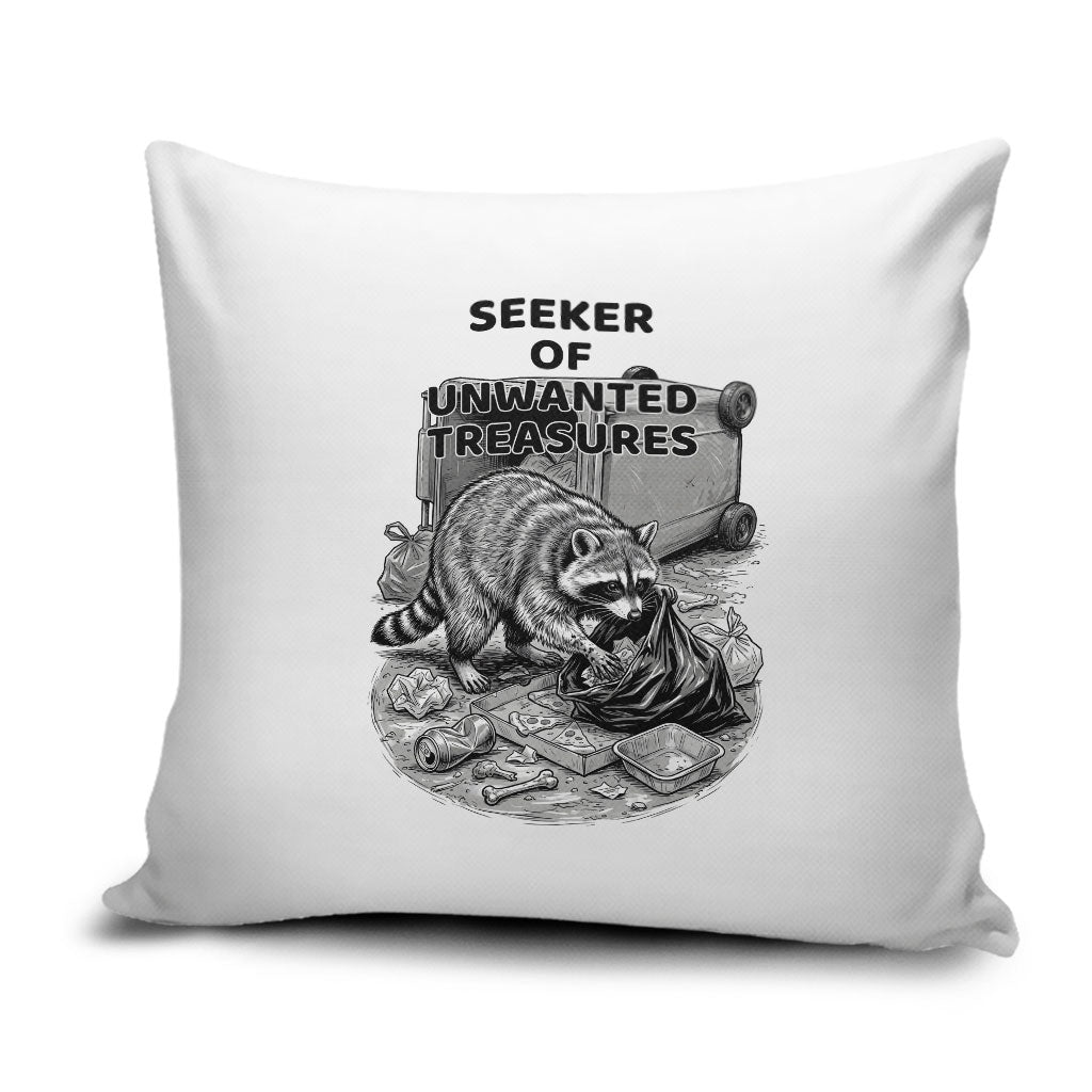 Raccoon I Am Not A Raccoon I Am A Trash Panda Pillow Cover Funny Animal Meme Grayscale Sketch Illustration