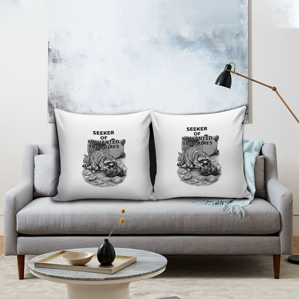 Raccoon I Am Not A Raccoon I Am A Trash Panda Pillow Cover Funny Animal Meme Grayscale Sketch Illustration