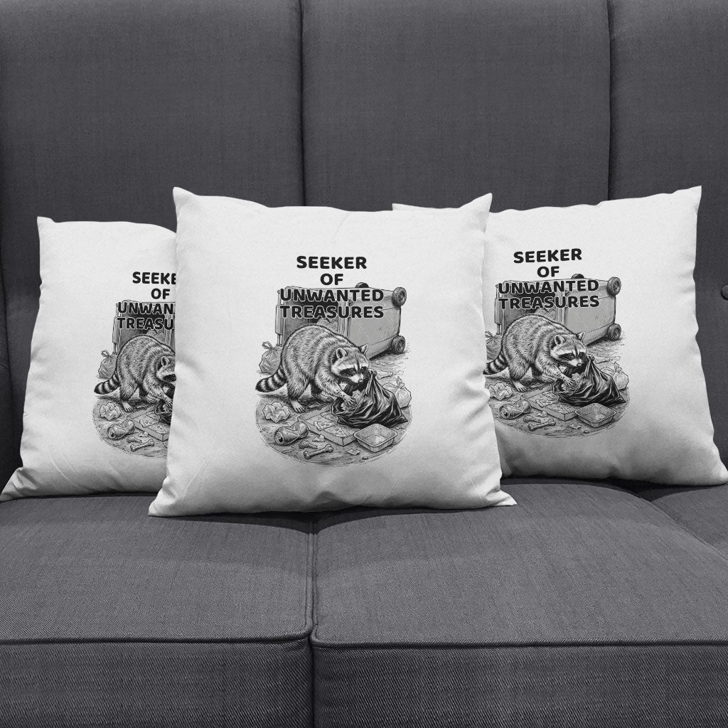 Raccoon I Am Not A Raccoon I Am A Trash Panda Pillow Cover Funny Animal Meme Grayscale Sketch Illustration