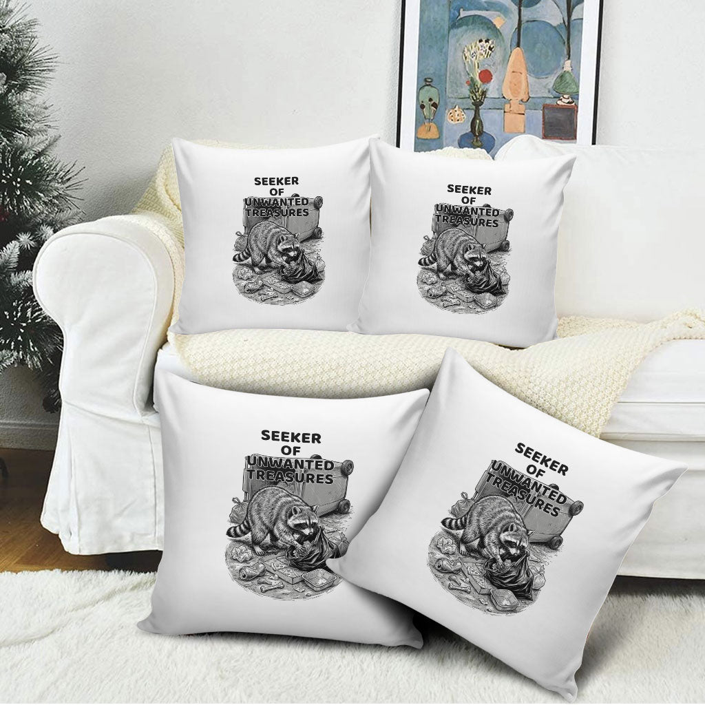 Raccoon I Am Not A Raccoon I Am A Trash Panda Pillow Cover Funny Animal Meme Grayscale Sketch Illustration