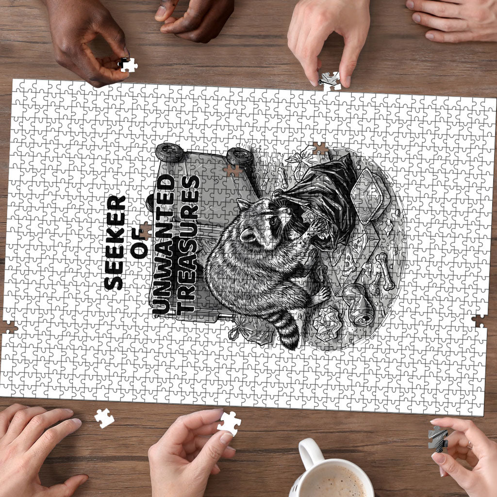 Raccoon I Am Not A Raccoon I Am A Trash Panda Puzzle Funny Animal Meme Grayscale Sketch Illustration