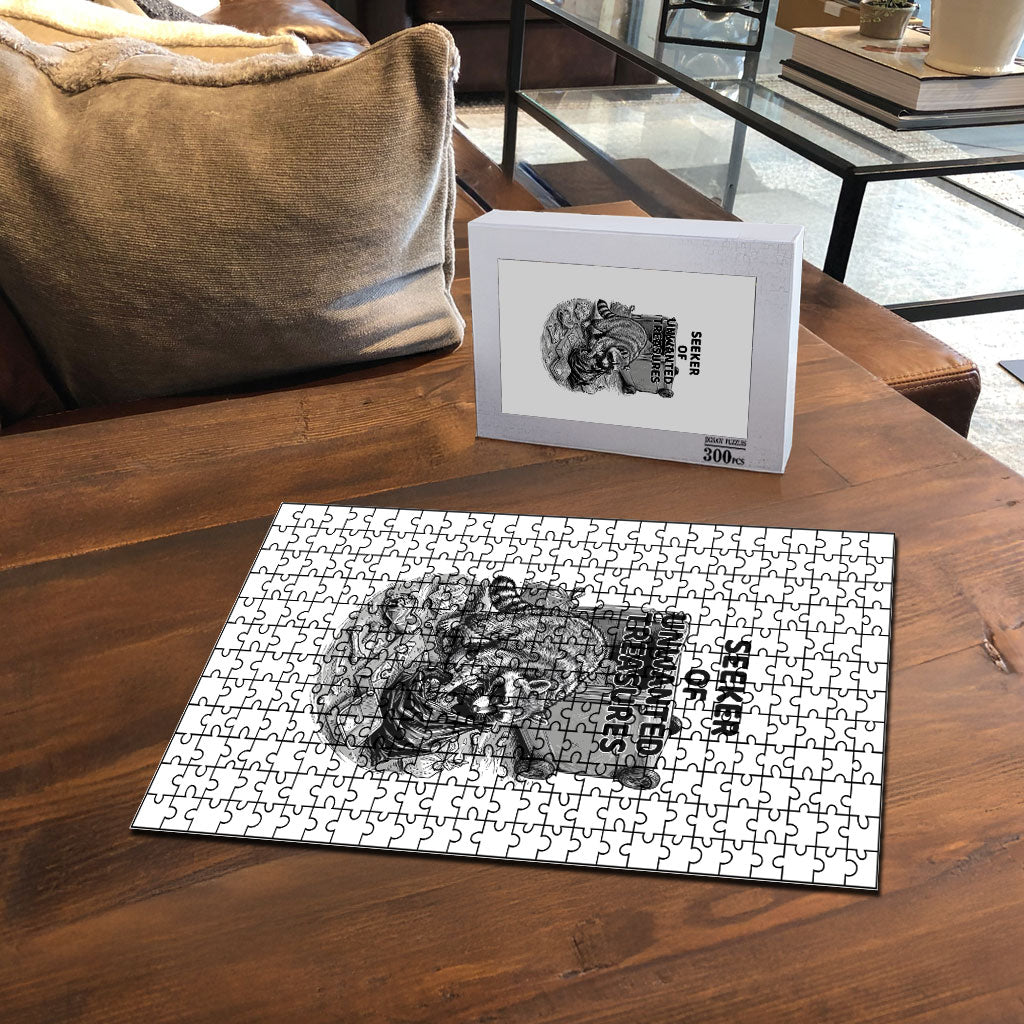 Raccoon I Am Not A Raccoon I Am A Trash Panda Puzzle Funny Animal Meme Grayscale Sketch Illustration