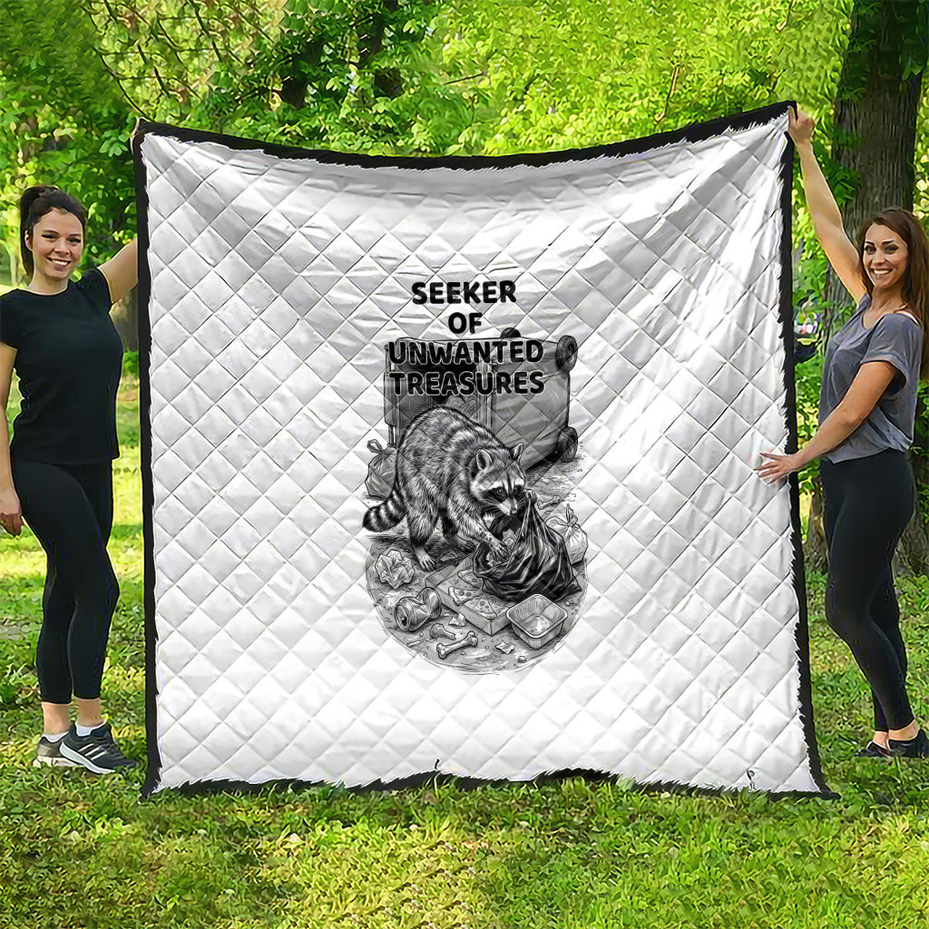 Raccoon I Am Not A Raccoon I Am A Trash Panda Quilt Funny Animal Meme Grayscale Sketch Illustration
