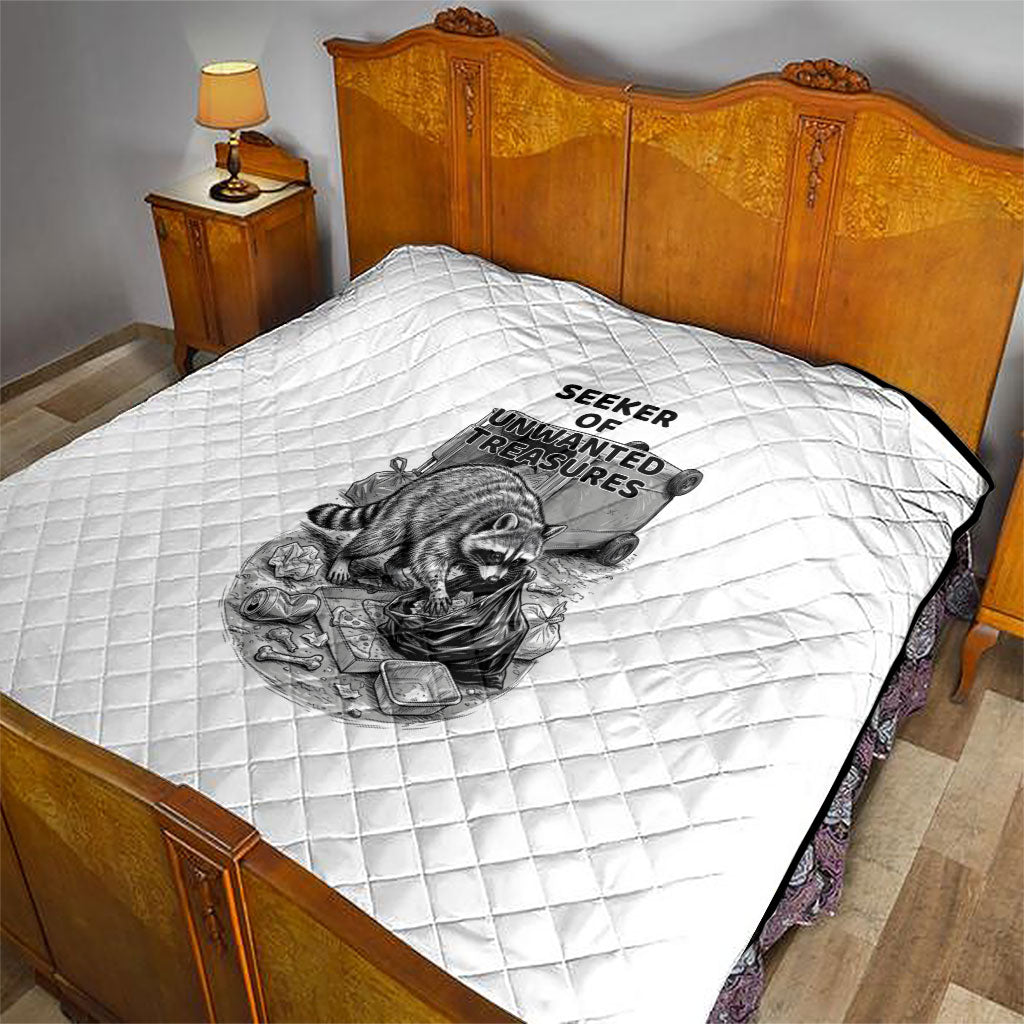 Raccoon I Am Not A Raccoon I Am A Trash Panda Quilt Funny Animal Meme Grayscale Sketch Illustration