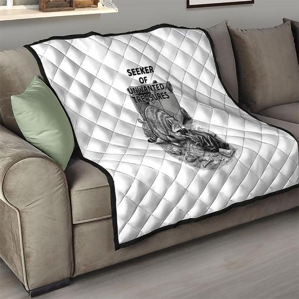 Raccoon I Am Not A Raccoon I Am A Trash Panda Quilt Funny Animal Meme Grayscale Sketch Illustration