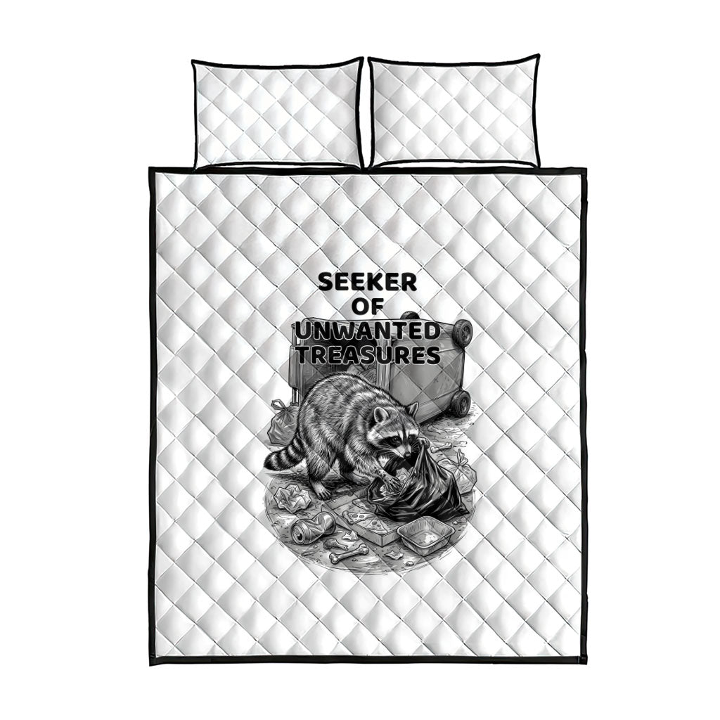 Raccoon I Am Not A Raccoon I Am A Trash Panda Quilt Bed Set Funny Animal Meme Grayscale Sketch Illustration