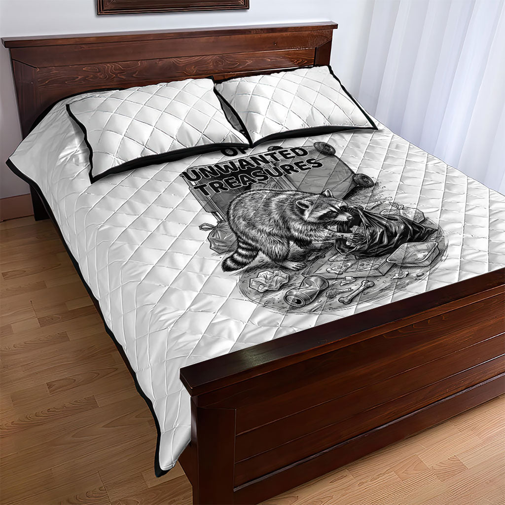 Raccoon I Am Not A Raccoon I Am A Trash Panda Quilt Bed Set Funny Animal Meme Grayscale Sketch Illustration