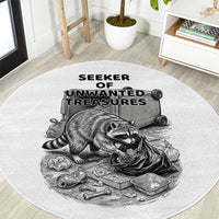 Raccoon I Am Not A Raccoon I Am A Trash Panda Round Carpet Funny Animal Meme Grayscale Sketch Illustration