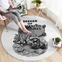 Raccoon I Am Not A Raccoon I Am A Trash Panda Round Carpet Funny Animal Meme Grayscale Sketch Illustration