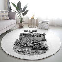 Raccoon I Am Not A Raccoon I Am A Trash Panda Round Carpet Funny Animal Meme Grayscale Sketch Illustration