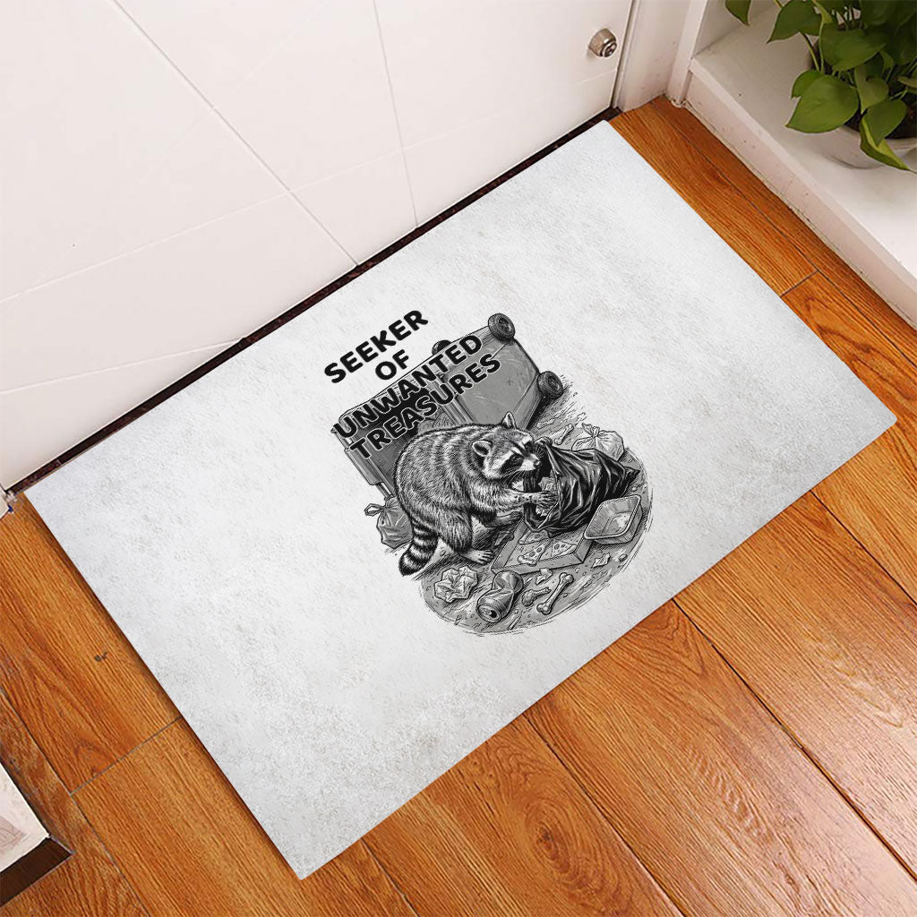 Raccoon I Am Not A Raccoon I Am A Trash Panda Rubber Doormat Funny Animal Meme Grayscale Sketch Illustration