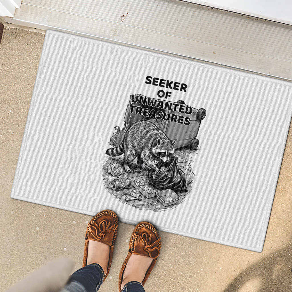 Raccoon I Am Not A Raccoon I Am A Trash Panda Rubber Doormat Funny Animal Meme Grayscale Sketch Illustration