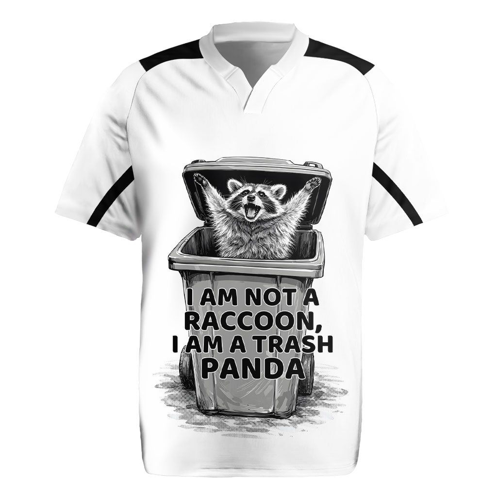 Raccoon I Am Not A Raccoon I Am A Trash Panda Rugby Jersey Funny Animal Meme Grayscale Sketch Illustration