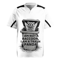 Raccoon I Am Not A Raccoon I Am A Trash Panda Rugby Jersey Funny Animal Meme Grayscale Sketch Illustration