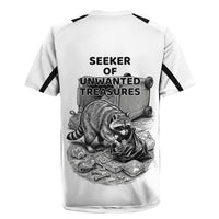 Raccoon I Am Not A Raccoon I Am A Trash Panda Rugby Jersey Funny Animal Meme Grayscale Sketch Illustration