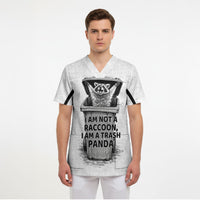 Raccoon I Am Not A Raccoon I Am A Trash Panda Scrub Top Funny Animal Meme Grayscale Sketch Illustration
